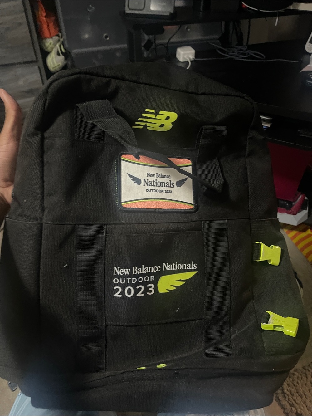 New Balance Black Backpack with Neon Green Accents